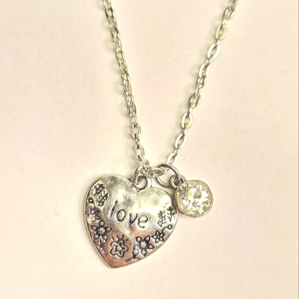 Silvertone Love Heart Necklace